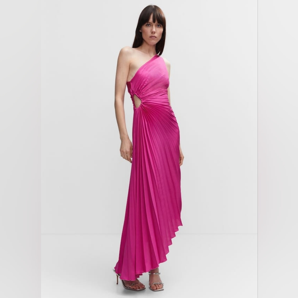 Viral mango pleated dress in pink